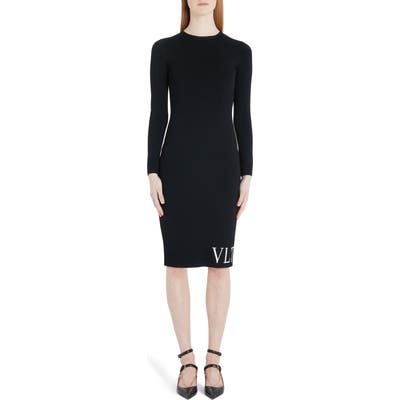 Valentino Vltn Logo Long Sleeve Sweater Dress