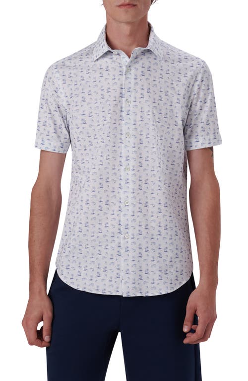 Bugatchi OoohCotton® Floral Short Sleeve Button-Up Shirt in White