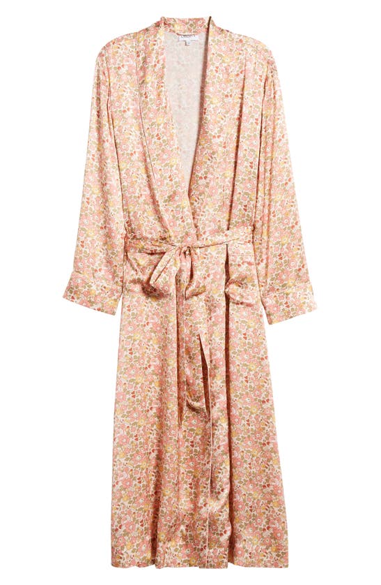 Shop Liberty London Classic Floral Silk Satin Robe In Pink