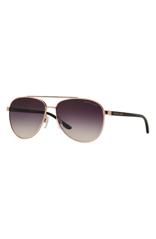 Michael Kors 59mm Aviator Sunglasses In Rose Gold/violet Gradient