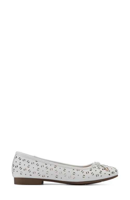 Shop Cliffs By White Mountain Bessa Square Toe Flat In White/burnished/smooth