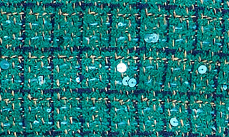 Endless Rose Premium Fringe Tweed Crop Tank In Green/ Navy