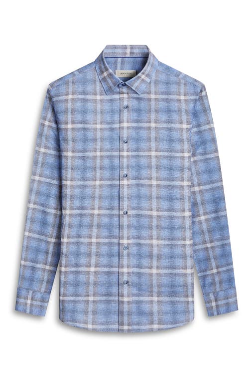 Shop Bugatchi Julian Shaped Fit Plaid Button-up Shirt In Dusty Blue