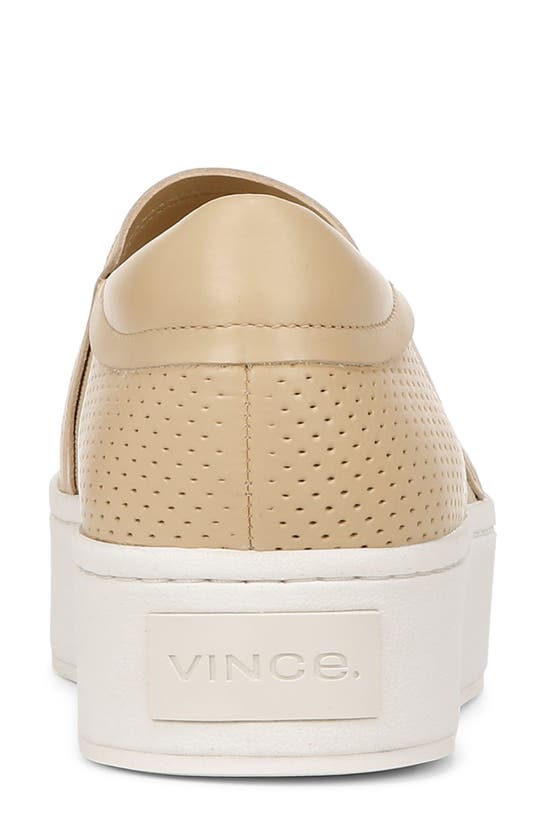 Shop Vince Warren Perforated Platform Sneaker In Macadamia Beige