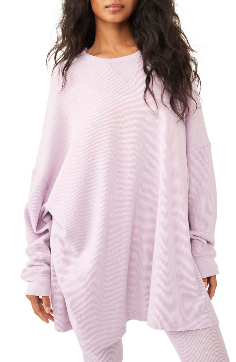 FREE PEOPLE Early Night Cotton Thermal Top, Main, color, LILAC