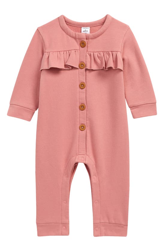 Nordstrom Kids'  Cozy Ruffle Romper In Pink Compact