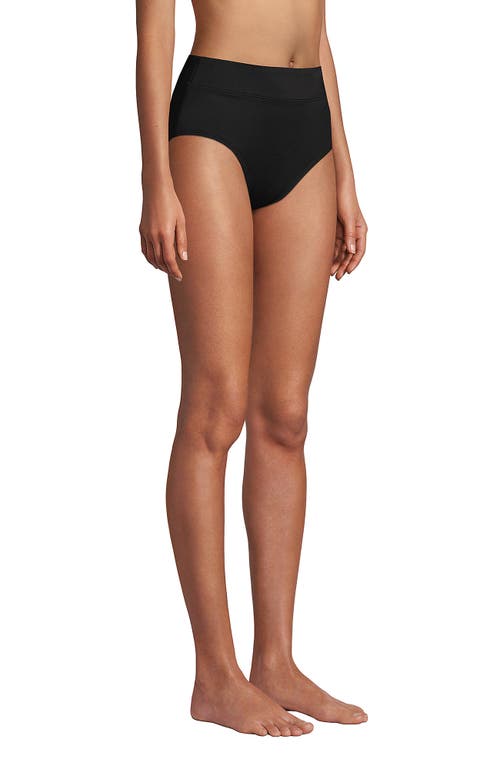 Shop Lands' End Long Torso Tummy Control High Waisted Bikini Swim Bottoms In Black