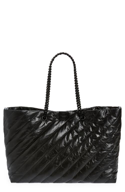 Large Crush Quilted Calfskin Tote in Black