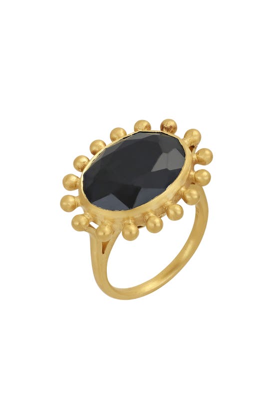 Shop Bony Levy Black Sapphire Ring In 18k Yellow Gold