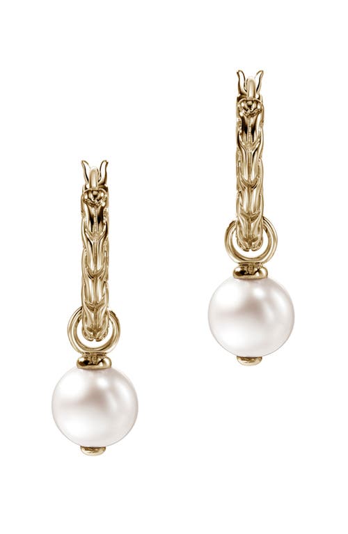 Shop John Hardy Jh Essentials Freshwater Pearl Hoop Earrings In 14k Gold/pearl