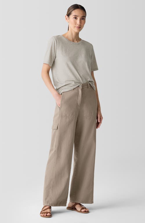 Shop Eileen Fisher Organic Cotton Wide Leg Cargo Pants In Reed