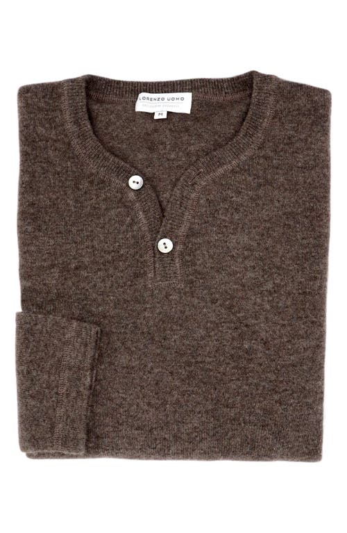Lorenzo Uomo Men's Wool & Cashmere Henley Sweater in Coffee