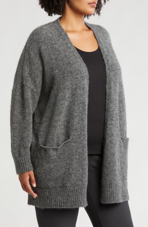 Shop Eileen Fisher Open Front Brushed Cardigan In Meteor