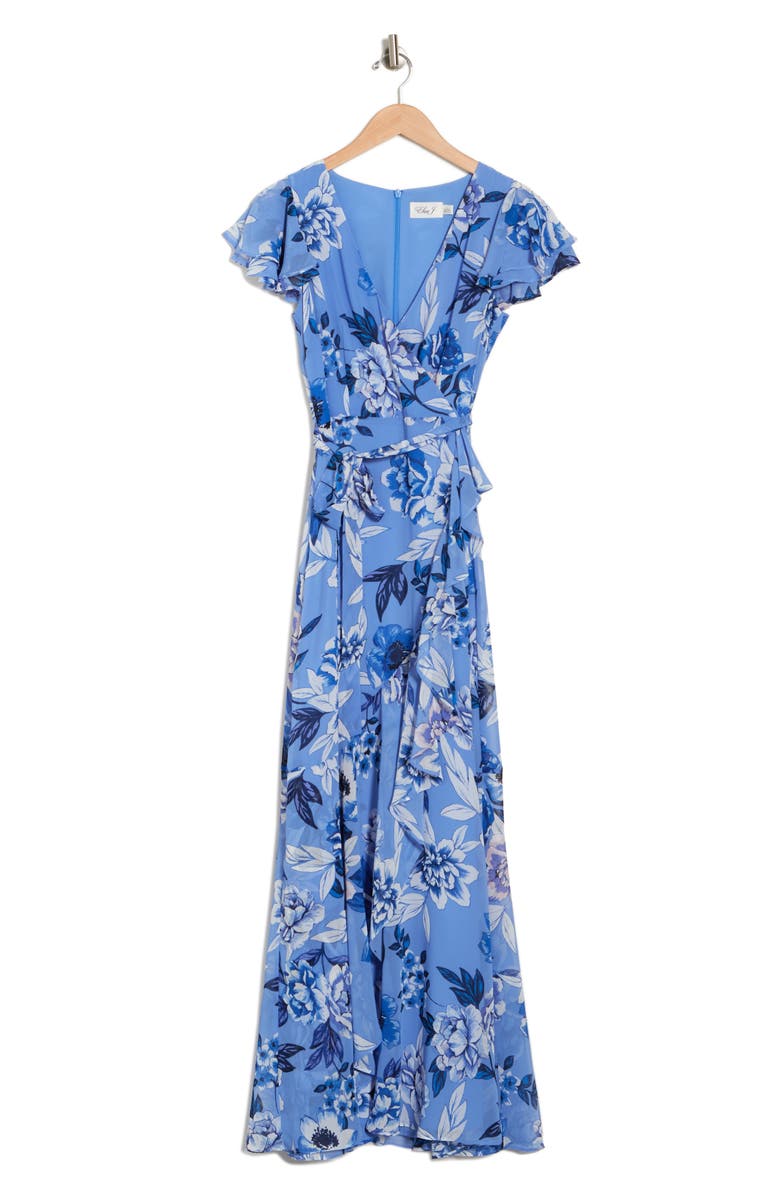 Eliza J Floral Flutter Sleeve Maxi Dress | Nordstromrack