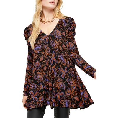 Free People Hello Lover Print Tunic, Black