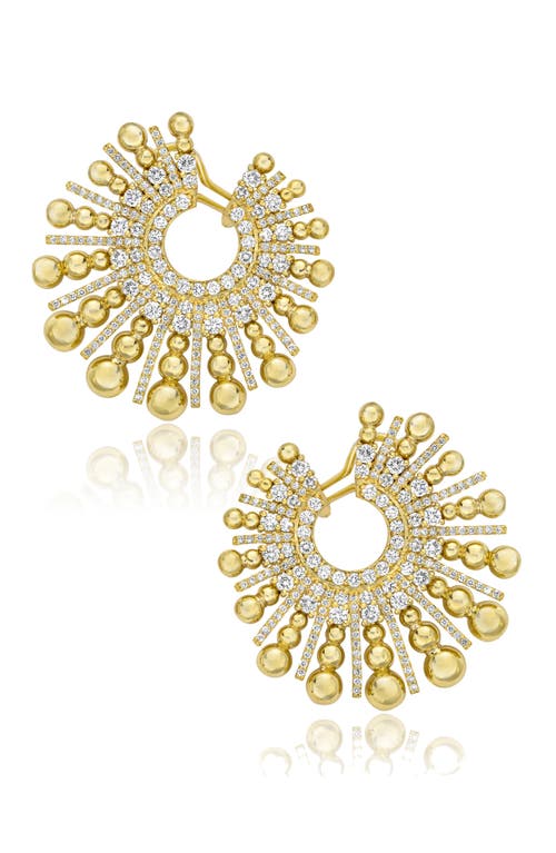 Icon Bead & Diamond Spoke Earrings in 18K Yellow Gold