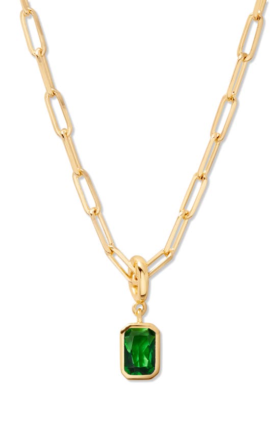 Shop Brook & York Mackenzie Birthstone Paper Clip Chain Pendant Necklace In Gold - May