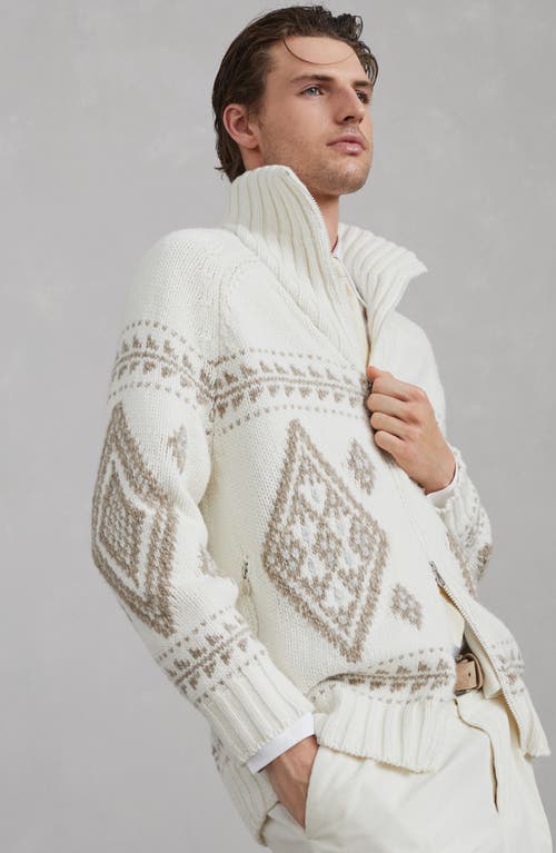 Shop Brunello Cucinelli Cashmere Jacquard Cardigan In Panama