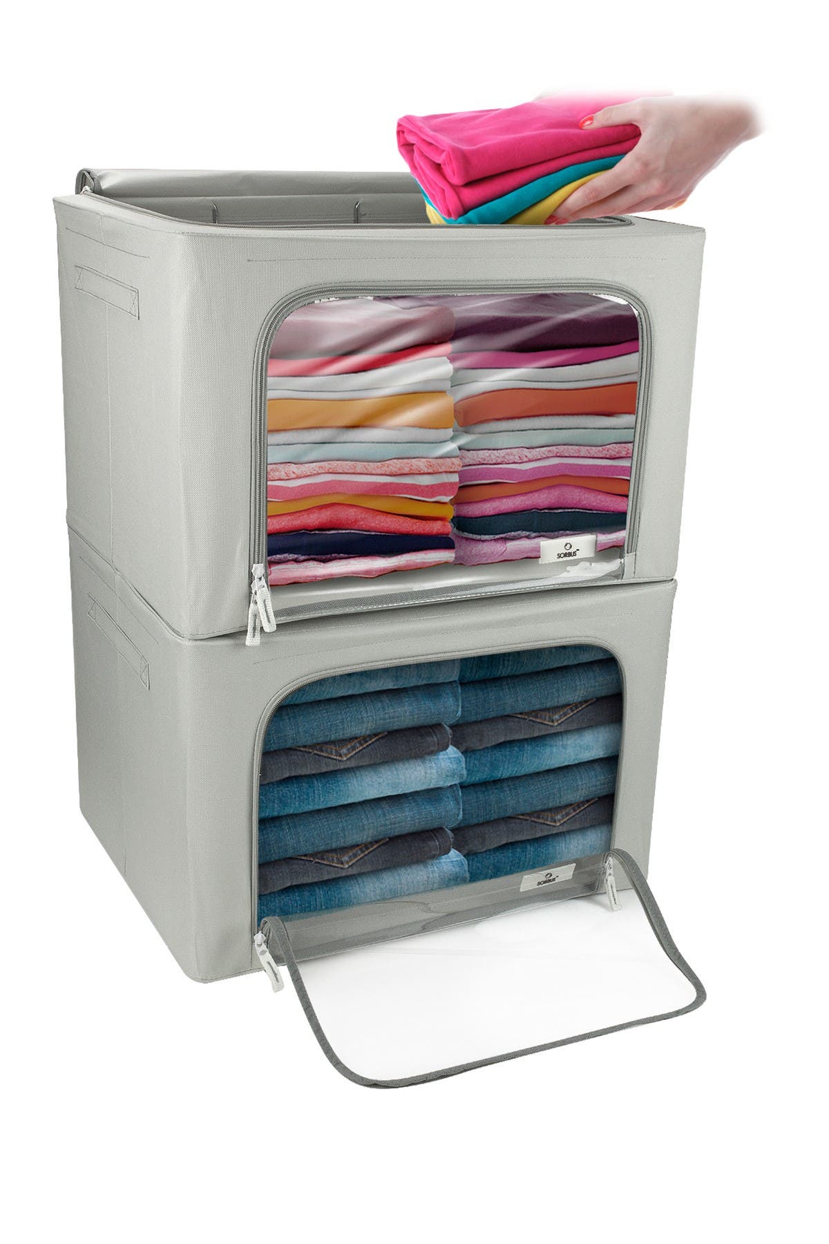 Sorbus Gray Windowed Storage Box