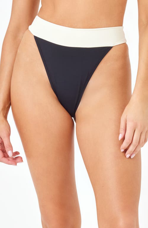 L*space Lspace Lola Bitsy High Cut Bikini Bottoms In Black/cream