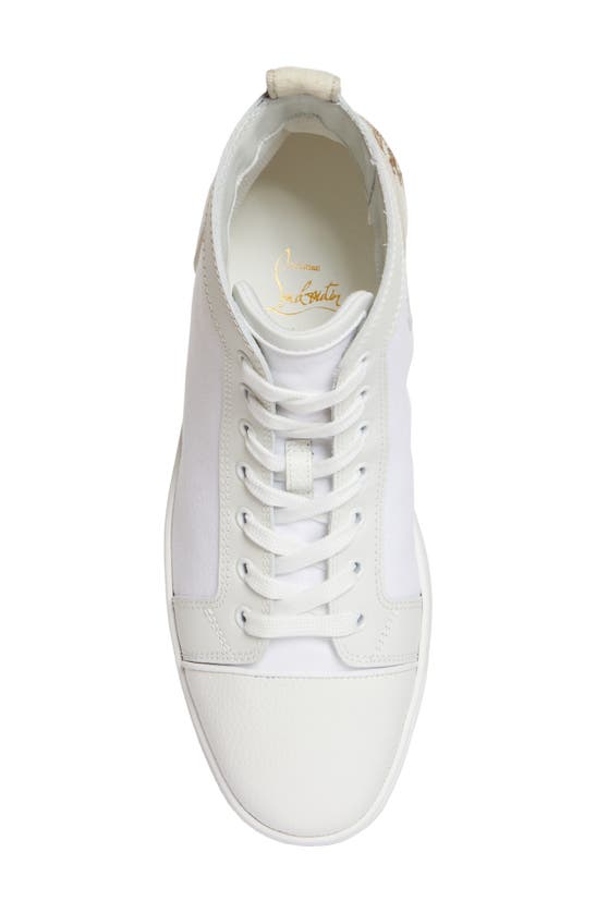 Shop Christian Louboutin Fun Louis Mixed Media High Top Sneaker In White