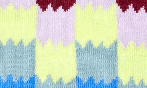 Shop Happy Socks Dizzy Check Cotton Blend Crew Socks In Blue