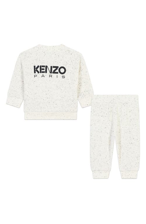 Shop Kenzo Kids' Cotton Blend Sweatshirt & Sweatpants Set In Off White Marl