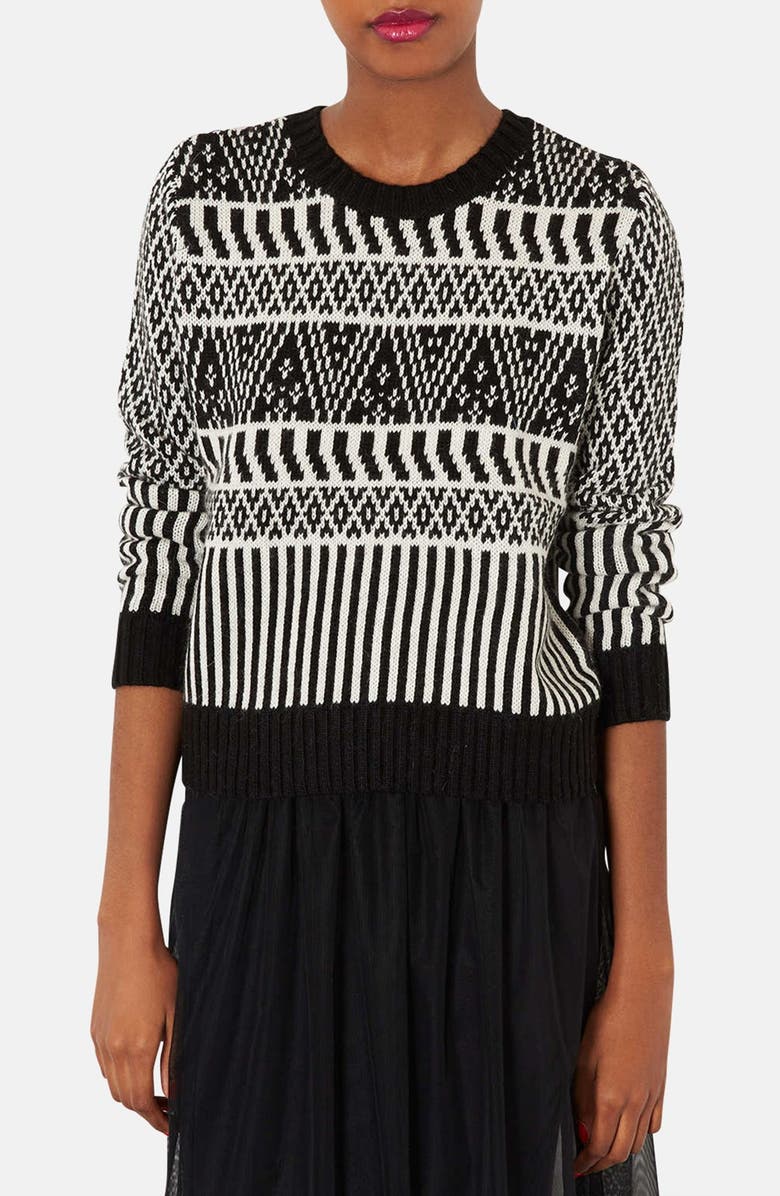 Topshop Two-Tone Jacquard Sweater | Nordstrom