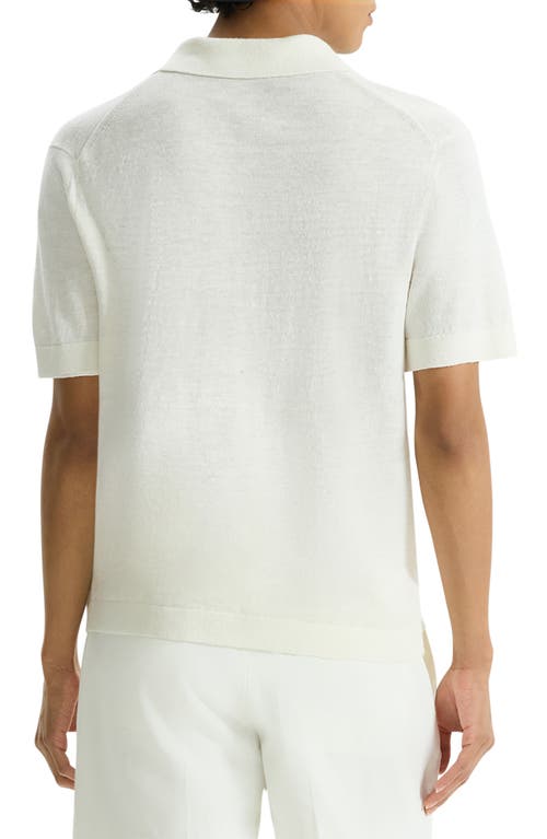 Shop Theory Brenan Linen Blend Polo In White - 100