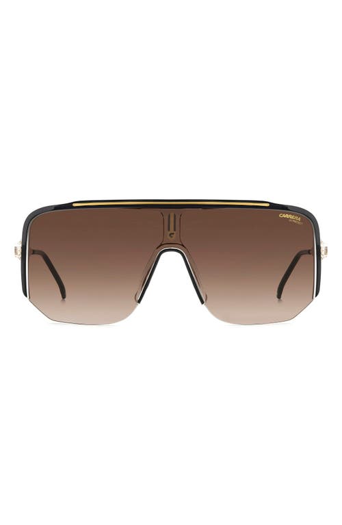 Carrera Eyewear 99mm Oversize Shield Sunglasses In Black Gold/brown Gradient