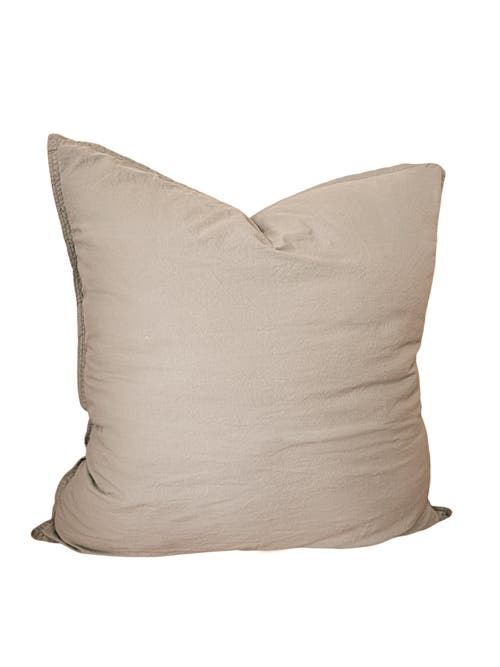 Anaya Stonewashed Cotton Percale Pillow With Down Insert In Euro Rustic Beige