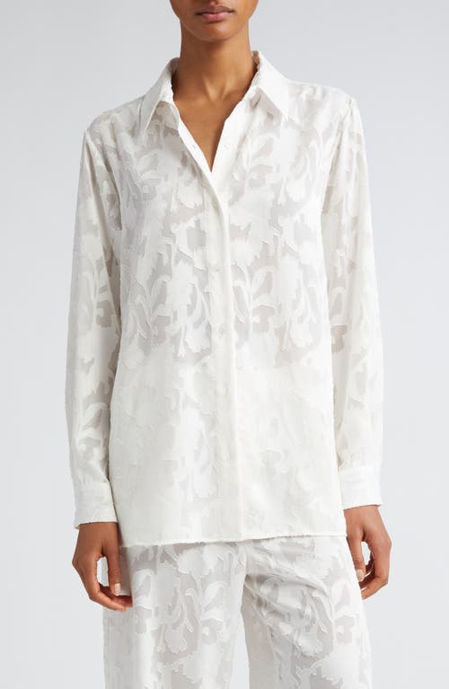 Puppet Floral Burnout Jacquard Button-Up Shirt in Ivory