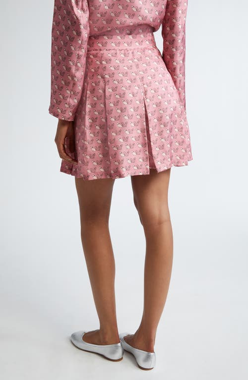 Shop Max Mara Studio Clown Kitty Print Silk Twill Skort In Peony