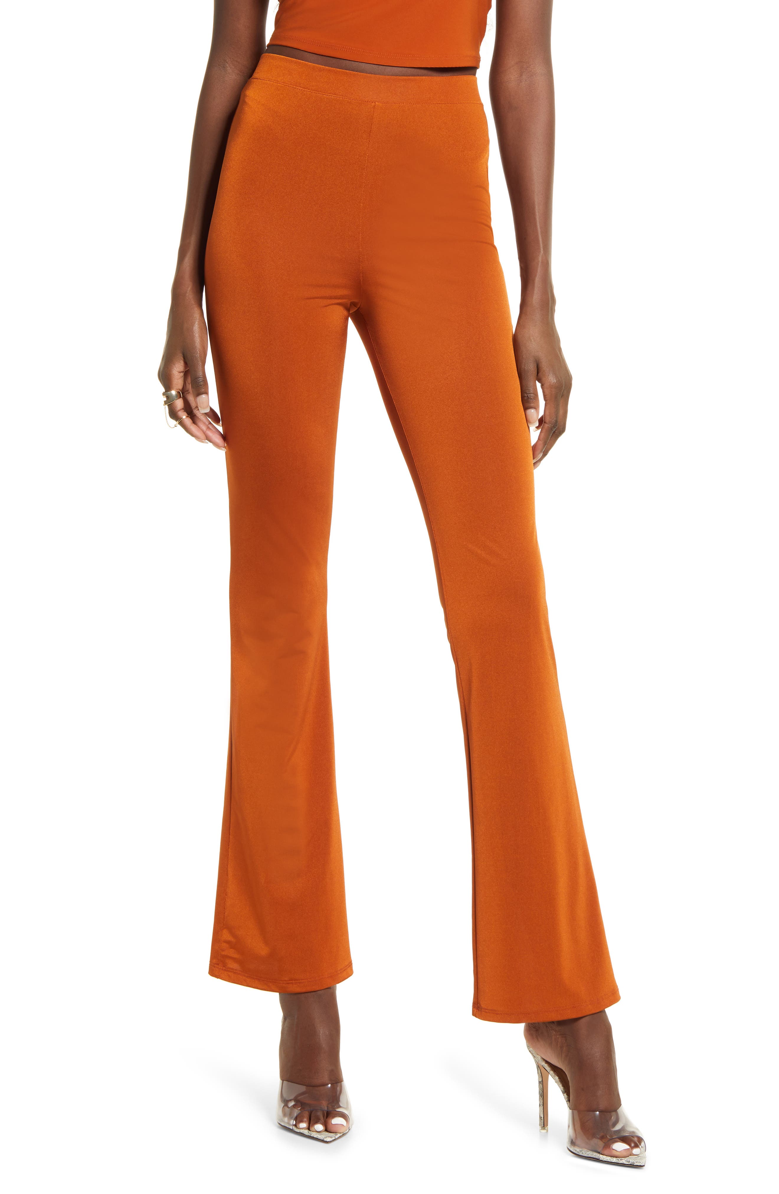 orange knit pants