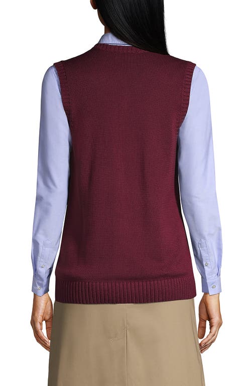 Lands' End School Uniform Cotton Modal Sweater Vest In Burgundy