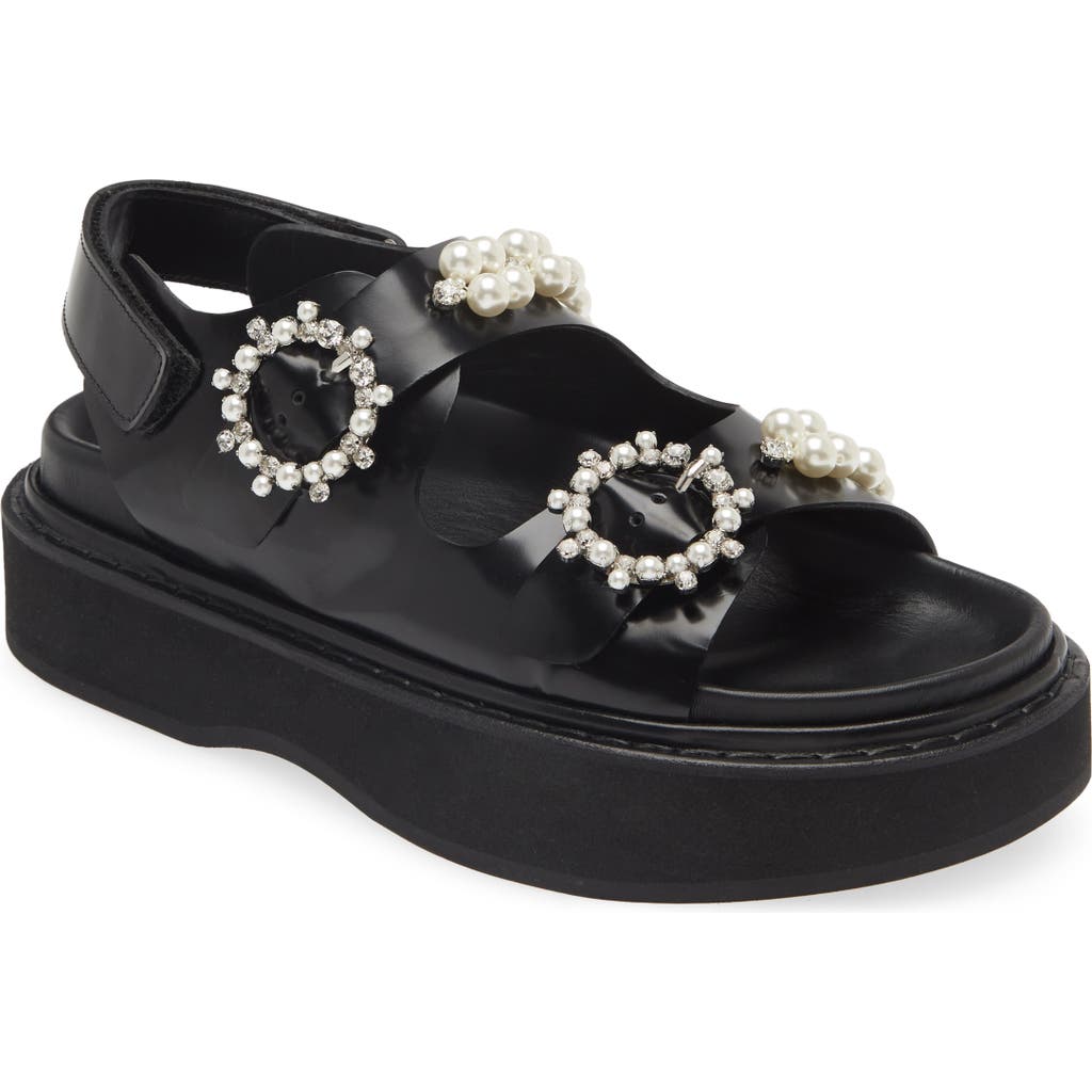 Simone Rocha Embellished Platform Sandal In Black/pearl/clear