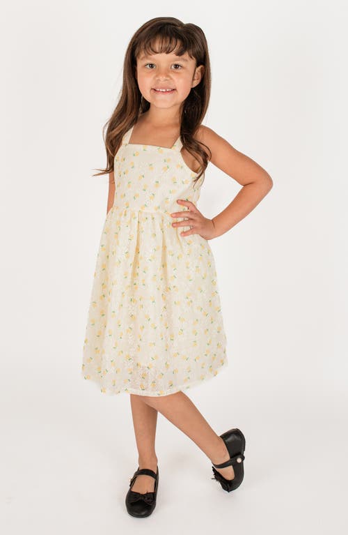 Shop Popatu Kids' Floral Lace Dress In Yellow