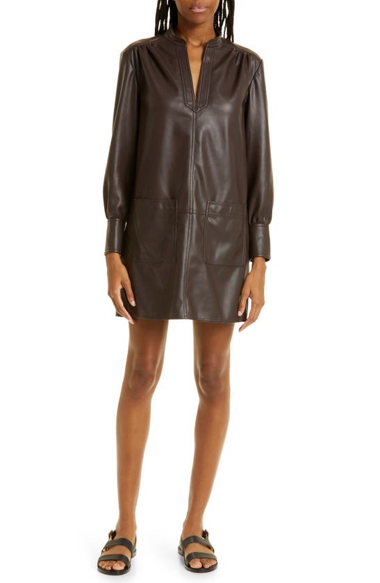 REBECCA TAYLOR REBECCA TAYLOR FAUX LEATHER TUNIC DRESS