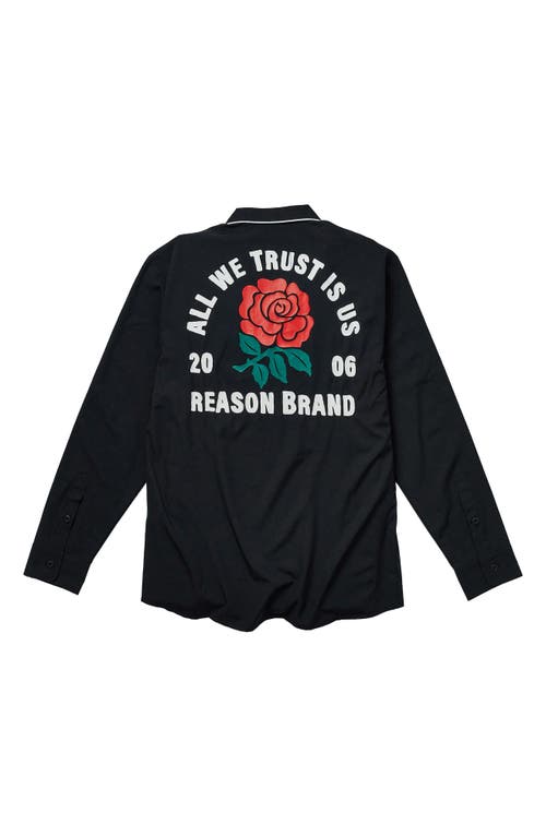Shop Reason All We Trust Button-up Shirt In Black