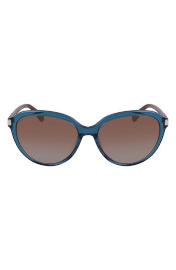 Shop Longchamp Le Pliage 56mm Gradient Tea Cup Sunglasses In Blue/brown Pliage