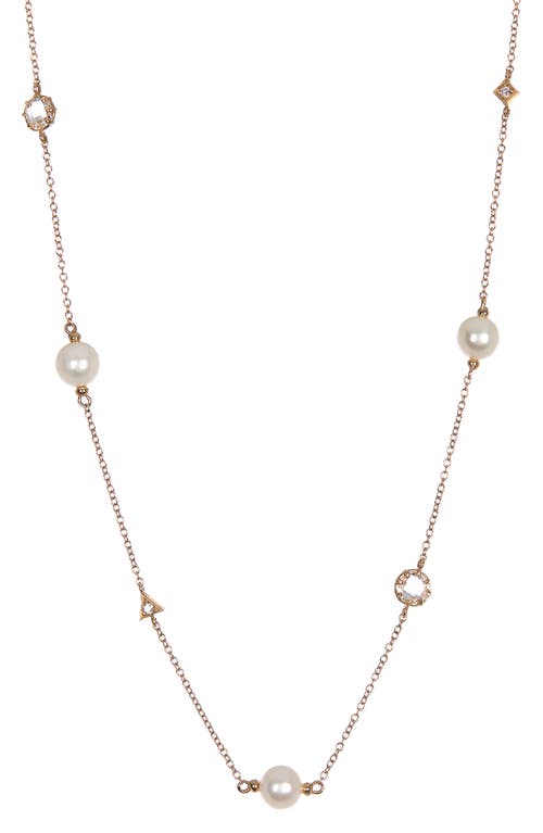 Anzie 14k Gold Cleo 7-8mm Cultured Pearl & Stone Necklace In White/gold