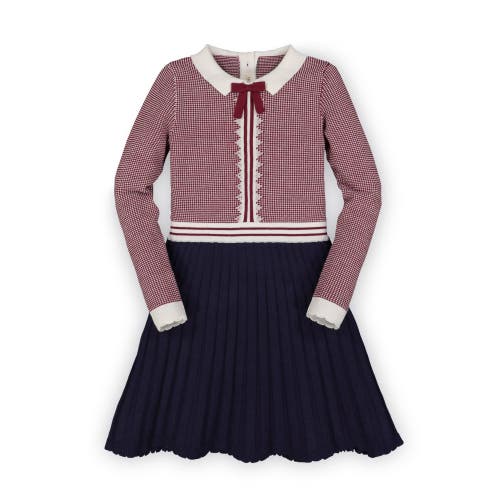 Hope & Henry Girls' Organic French Blocked Sweater Dress, Toddler In Berry And Navy Colorblock