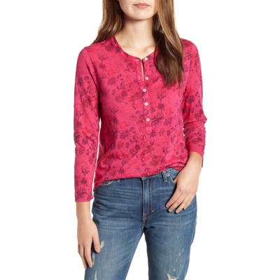 Lucky Brand Overdye Floral Henley, Pink
