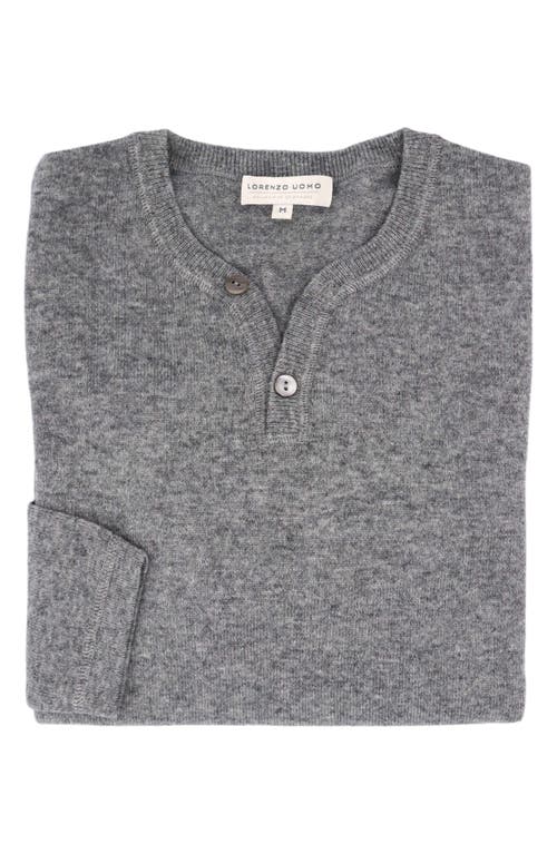 Lorenzo Uomo Men's Wool & Cashmere Henley Sweater in Light Grey
