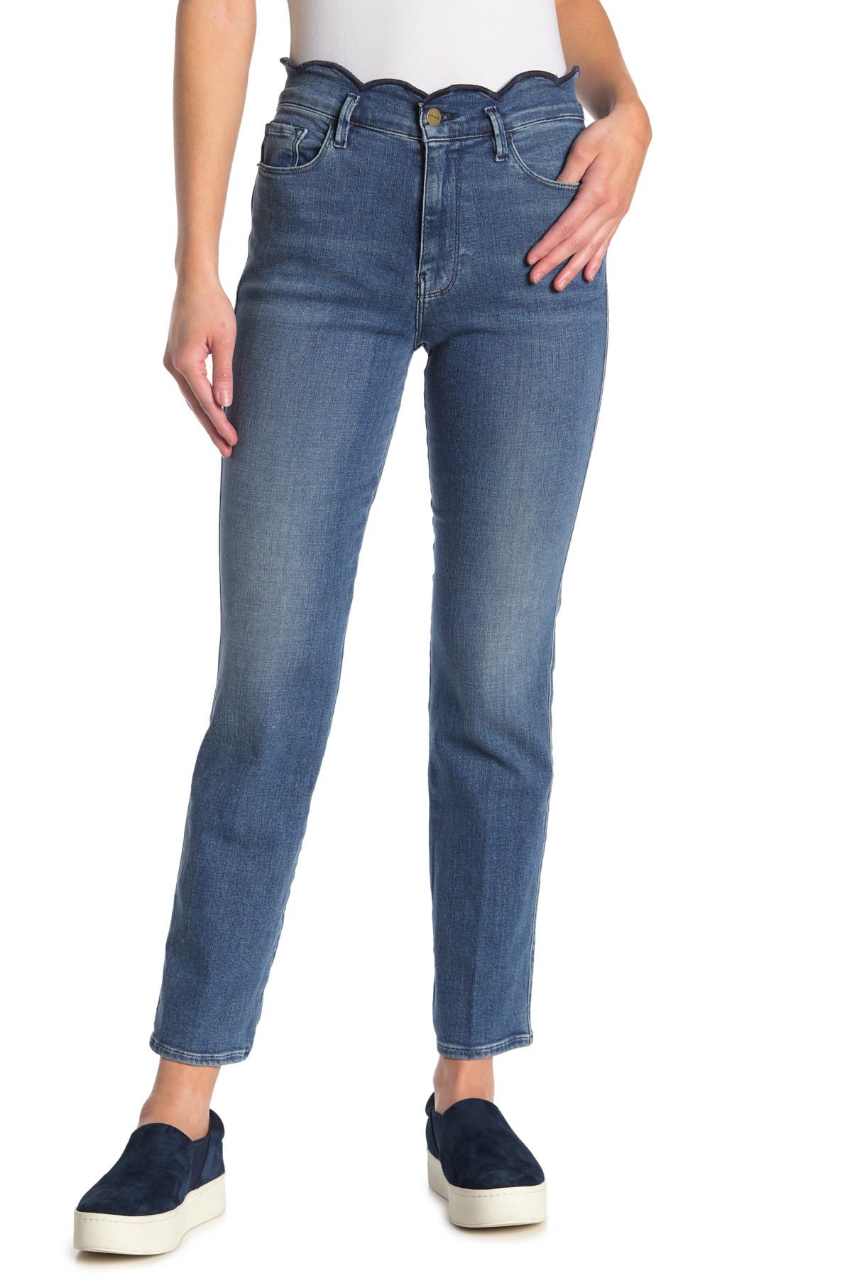 frame scalloped jeans