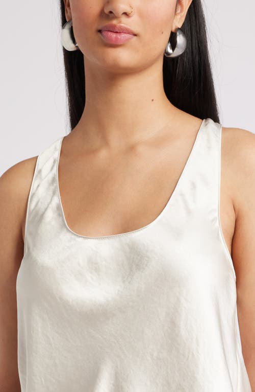 Shop Open Edit Scoop Neck Satin Tank In Ivory Dove