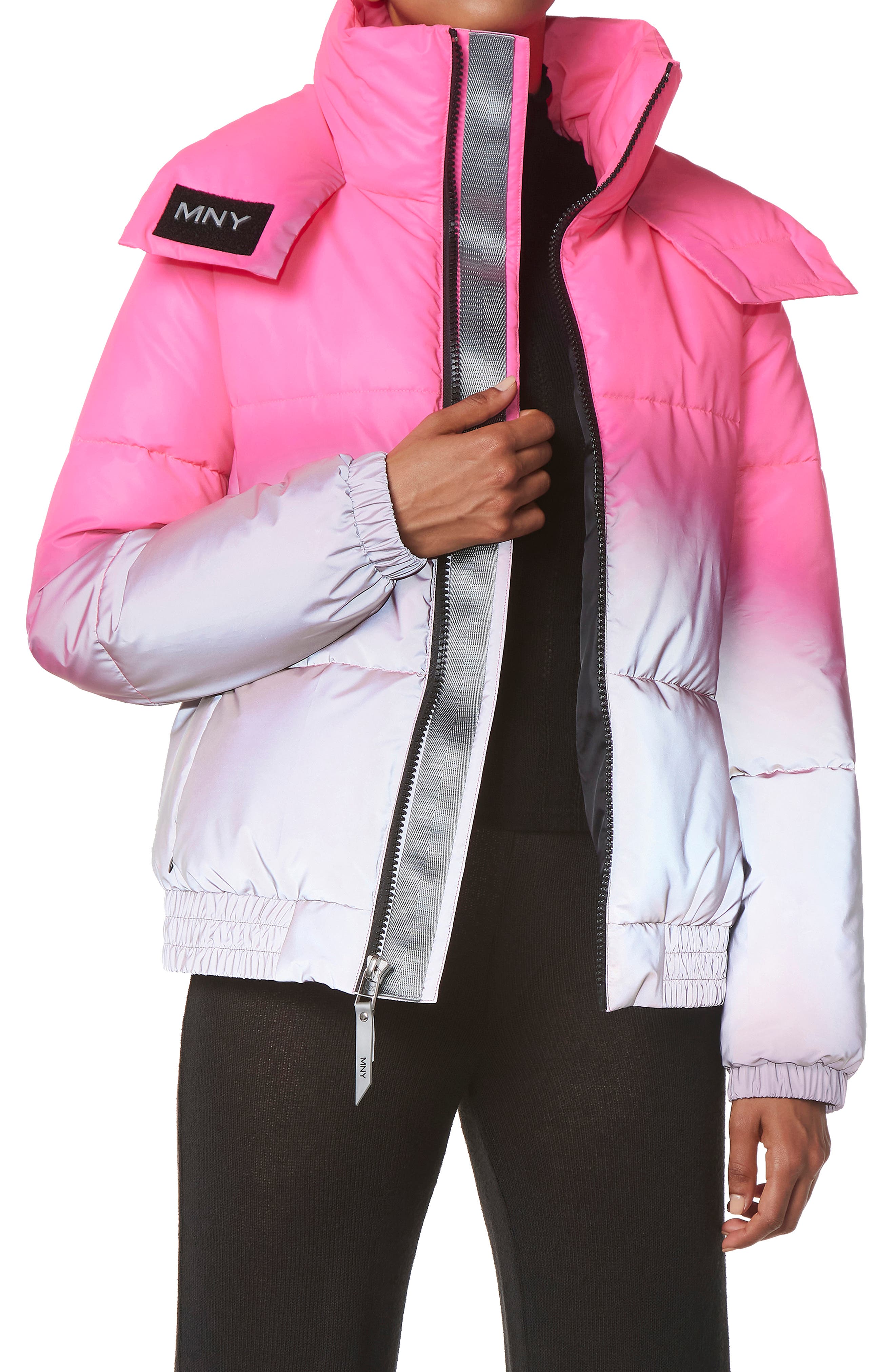 pink puffer jacket womens
