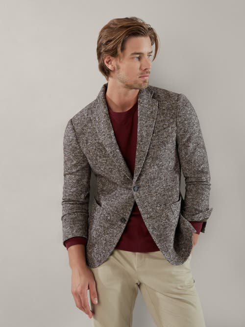 Shop Robert Talbott Wright Wool-cotton Knit Blazer In Brown/cream