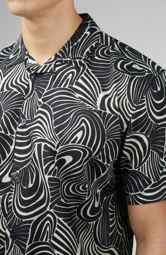 Shop Ben Sherman Psychedelic Swirl Print Camp Shirt In Mint