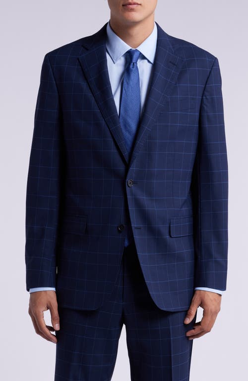 Shop Brooks Brothers Explorer Collection Windowpane Check 100s Wool Suit In Navy Check